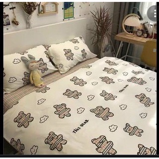 Combo Trọn Bộ Chăn Ga Gối Poly Nhập Tuỳ Chọn Kích Thước Mẫu GẤU KẺ CARO CỰC XINH Cực Đẹp Siêu Dễ Thương