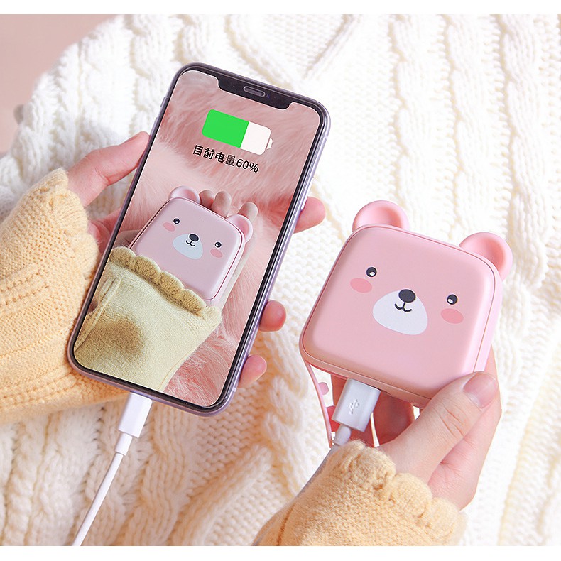 Máy Sưởi Ấm Cầm Tay Mini Kiêm Sạc Dự Phòng 4000mAh Hình Thú Dễ Thương