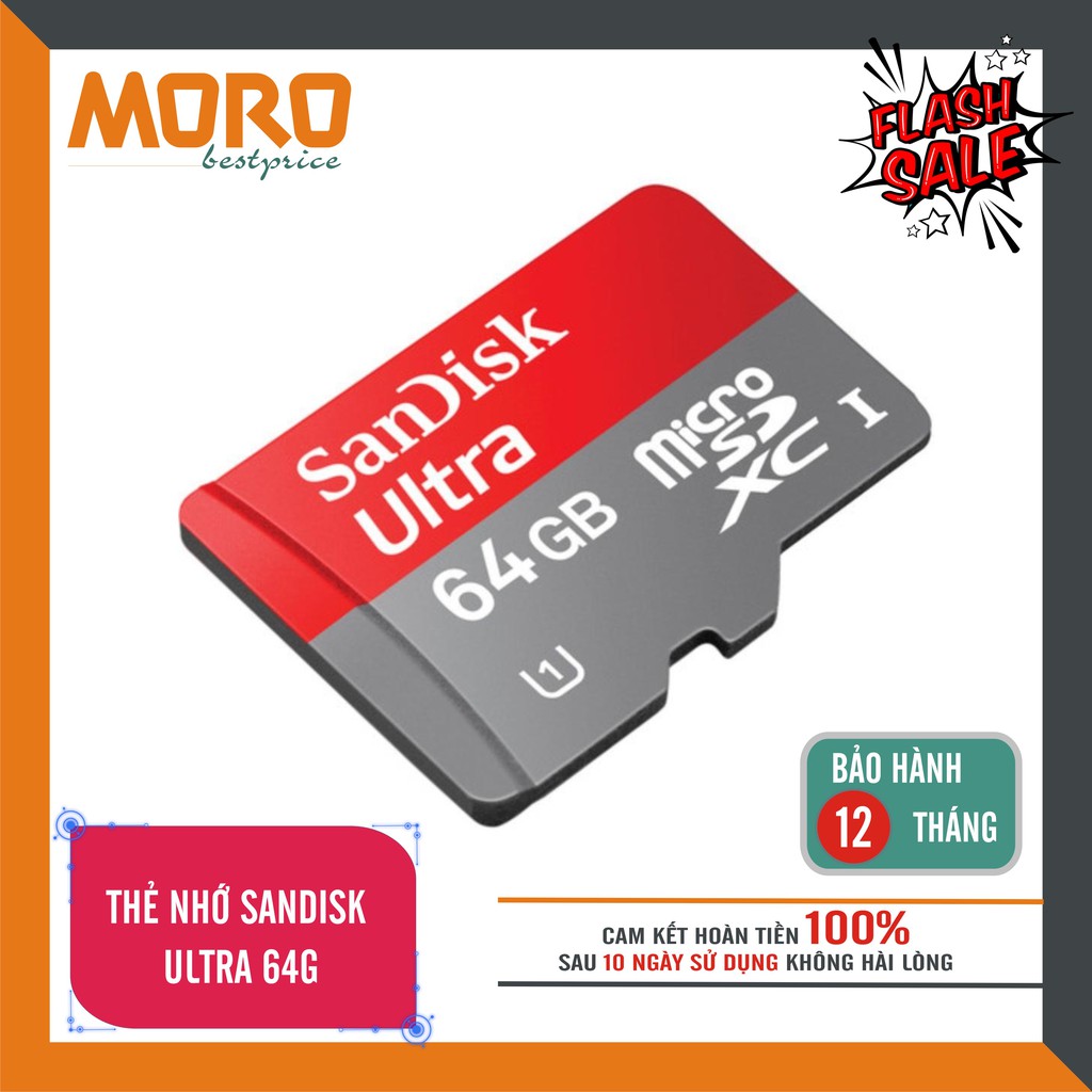 Thẻ Nhớ MicroSDHC SanDisk Ultra 64GB - Nhập khẩu - bảo hành 5 năm