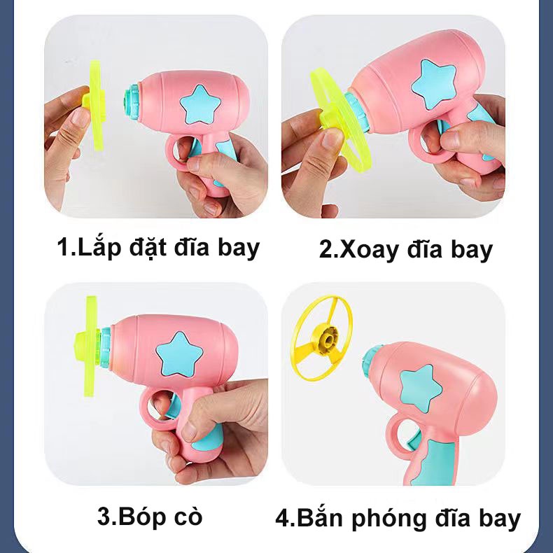 Đồ Chơi Bắn Chong Chóng, Đĩa Bay Phát Sáng Nhiều Màu Sắc, Chất Liệu Nhựa Cao Cấp An Toàn Cho Bé Vận Động Ngoài Trời