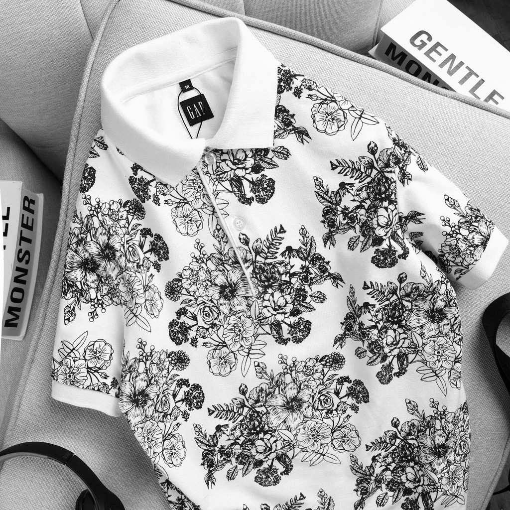 Áo polo nam form rộng hoa mẫu đơn cao cấp GAP003 - Áo polo tay ngắn nam 3 màu [Size lớn > 3XL 4XL] | BigBuy360 - bigbuy360.vn
