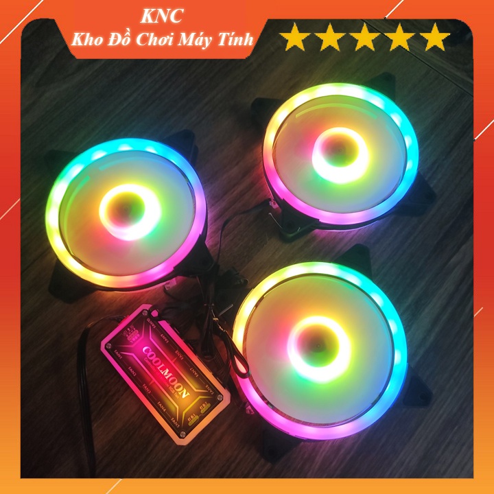 Quạt tản nhiệt máy tính, Fan case KNC, Fan Led V4 RGB Led Đồng bộ màu Hub Quạt Coolmoon