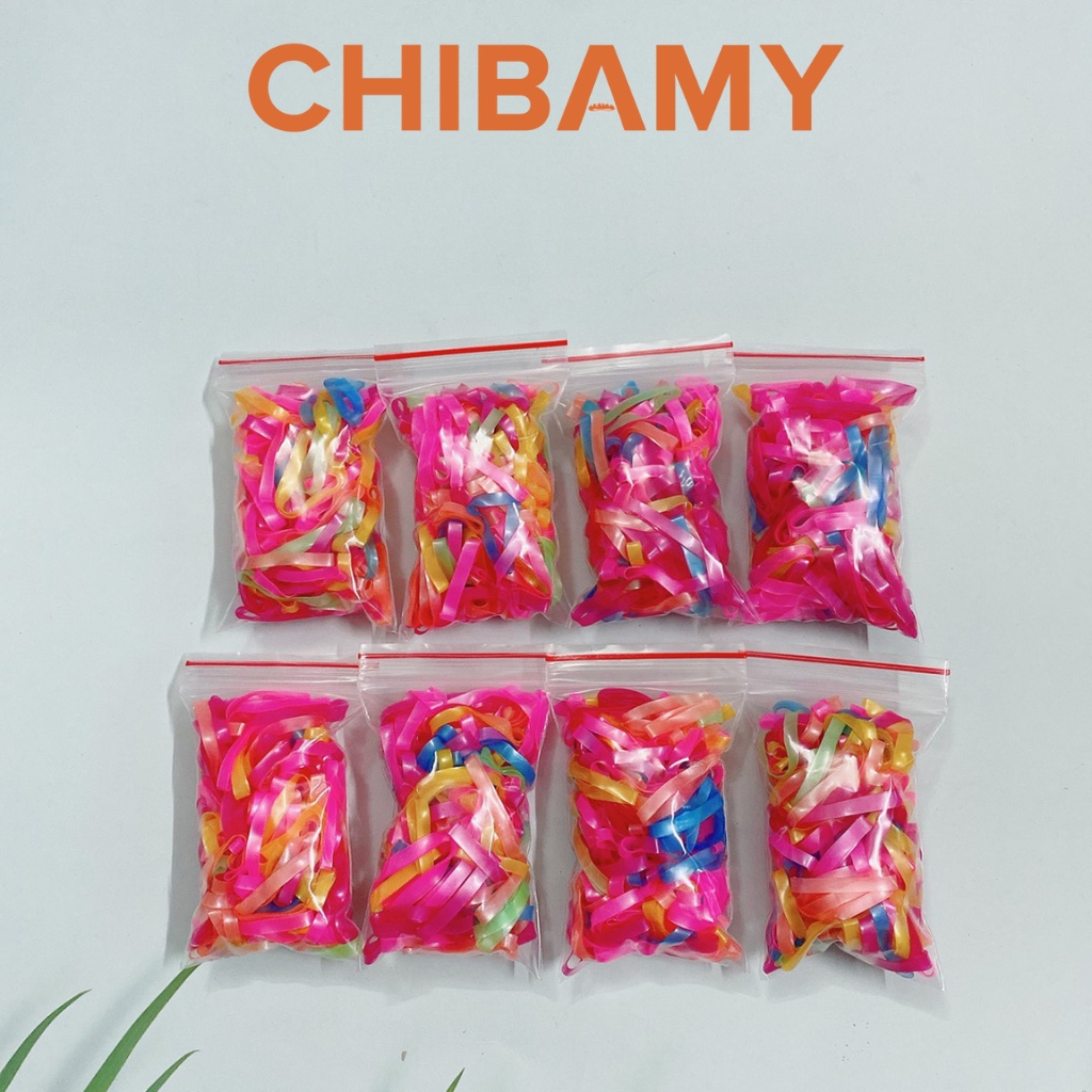 Chun buộc tóc cho bé loại nhỏ nhiều màu CHIBAMY, sợi thun dày dặn co giãn tốt