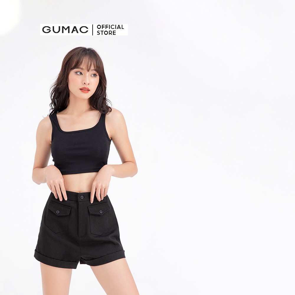Quần short nữ 2 túi GUMAC màu đen năng động QB613 | BigBuy360 - bigbuy360.vn