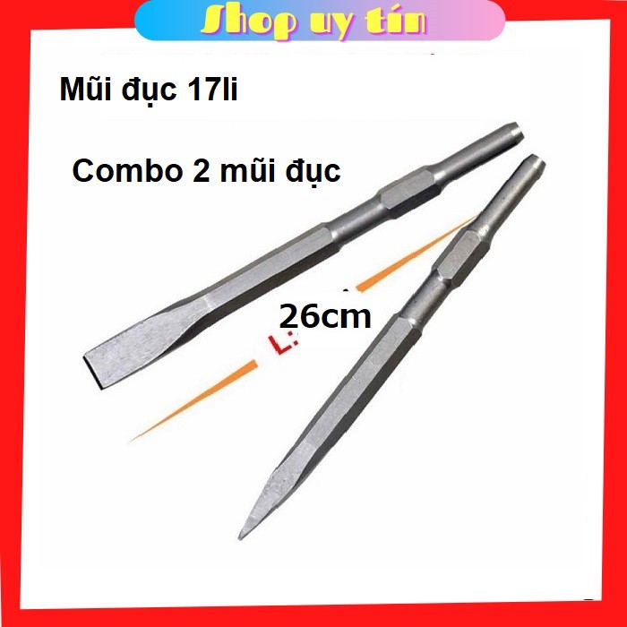 [ Combo] Bộ 2 Mũi đục bê tông 17li