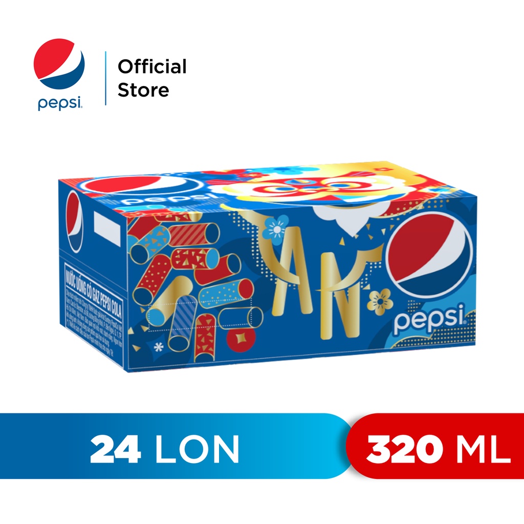 Thùng 24 Lon Nước Ngọt Có Gaz Pepsi 320ml lon
