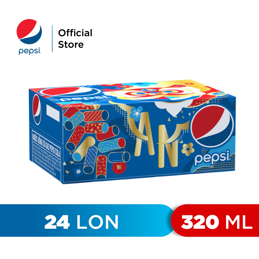 Thùng 24 Lon Nước Ngọt Có Gaz Pepsi (320ml/lon)