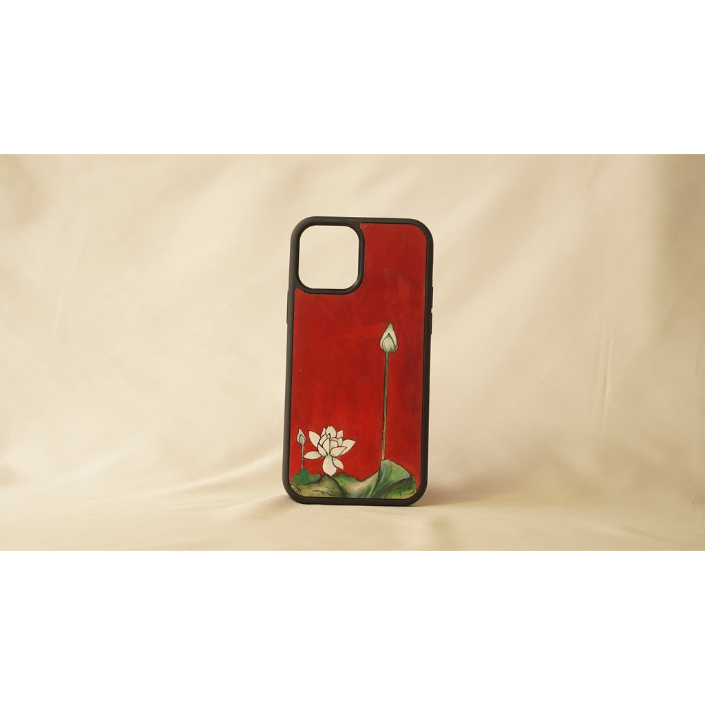 Ốp da Đỏ Case - Mẫu Độc Bạch Liên - Ốp iphone/samsung - Docase.vn