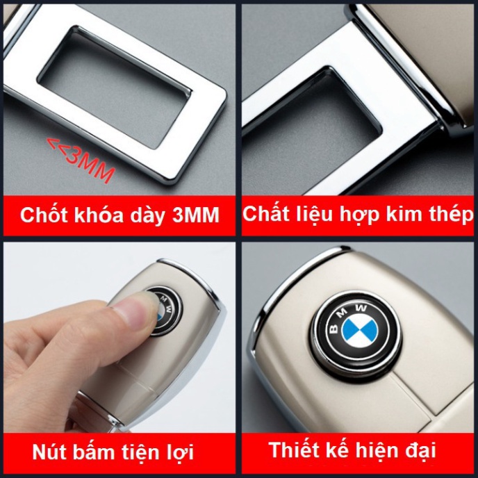 [GIÁ SỐC - HÀNG CHÍNH HÃNG] Đầu khóa chốt cắm móc đai dây an toàn ô tô cao cấp HC-888 - Hợp kim inox cao cấp ( 1 chiếc )