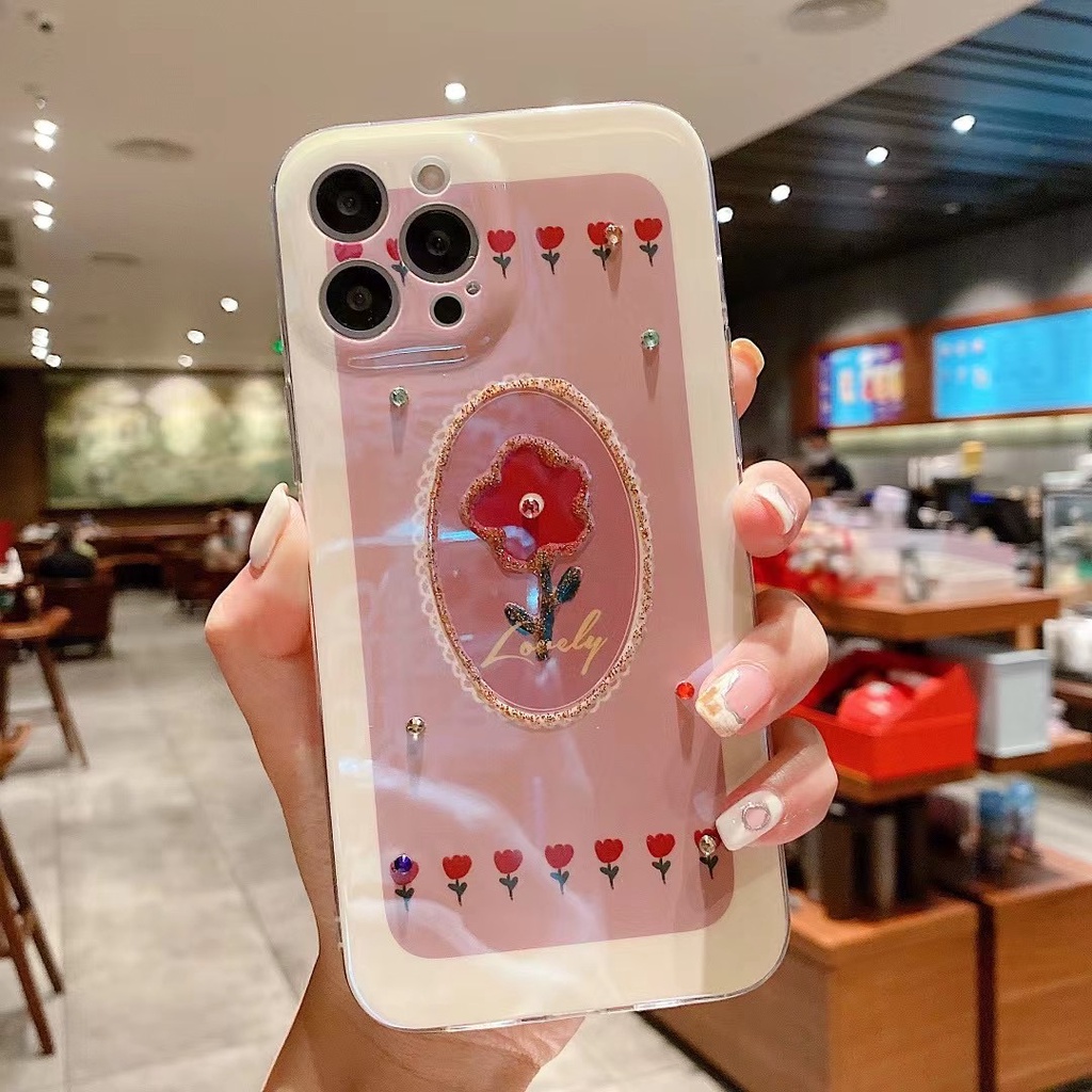 Ốp Điện Thoại tpu Mềm Chống Rơi In Hình Thỏ Và Hoa Cho iphone 14 13 12 pro max 11 pro max xs max xr x 7 8 plus