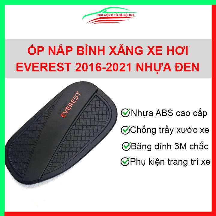 Ốp nắp xăng Everest 2016-2021 nhựa đen bảo vệ chống trầy trang trí ô tô