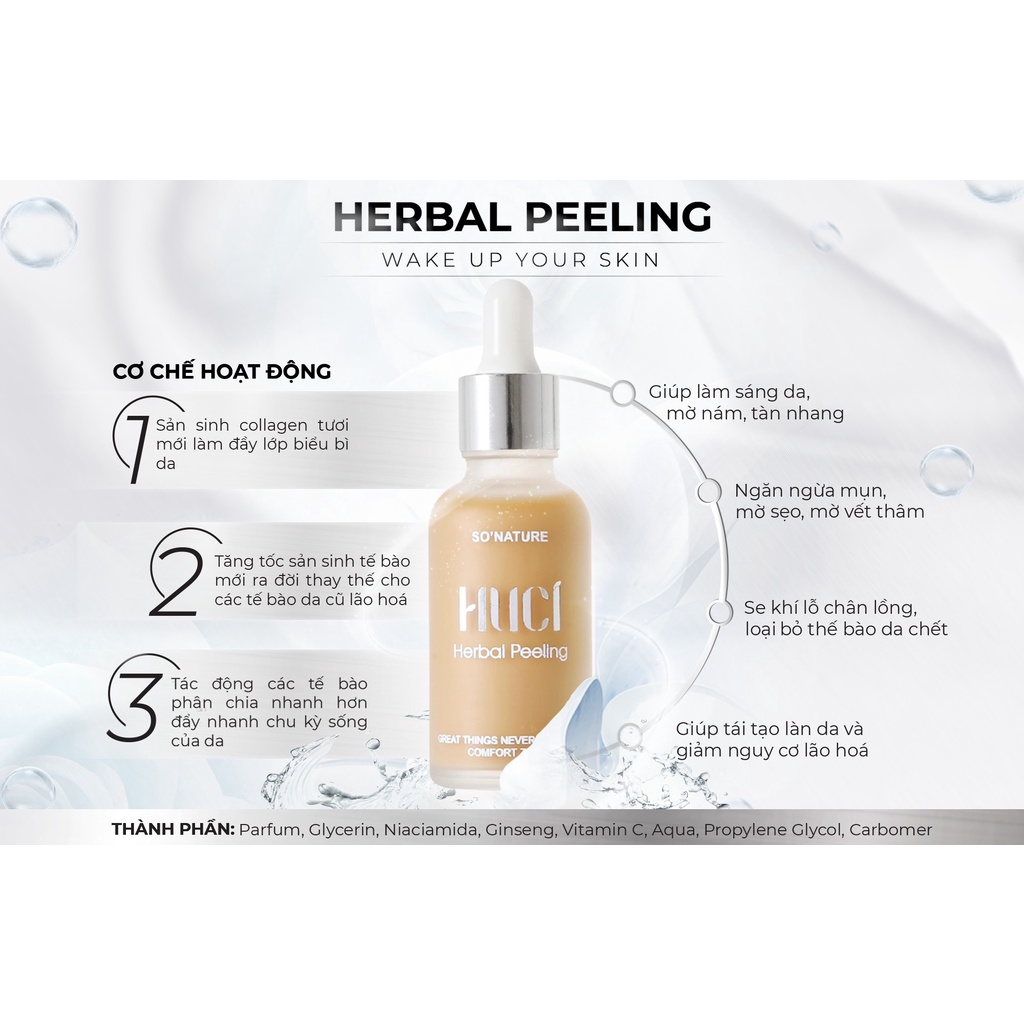 Tinh Chất HUCI Herbel Peeling ❤️[ CHÍNH HÃNG ] ❤️ Xóa Mụn Thâm, Chân Nám Tàn Nhang, Sẹo Rỗ Nâu Lăm, Se Khít Lỗ Chân Lông