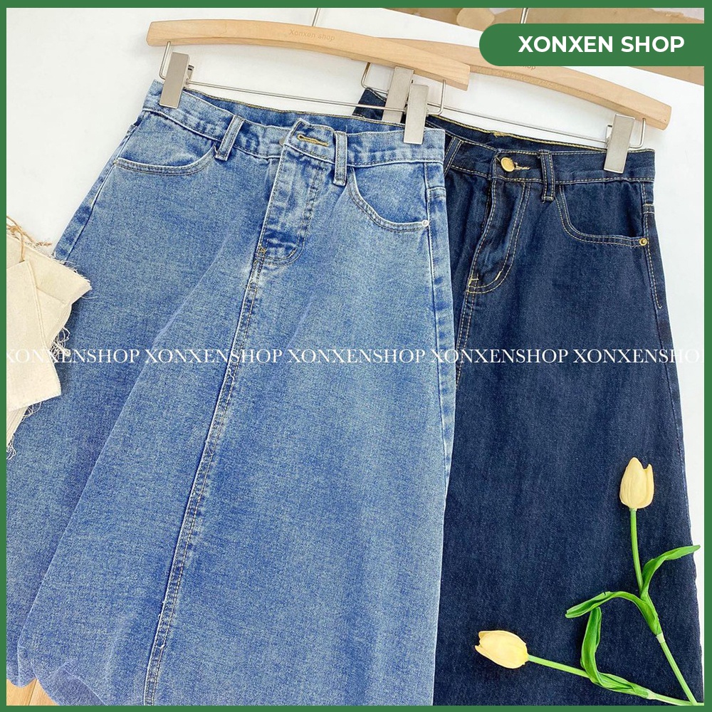 CHÂN VÁY JEAN DÀI CHÂN VÁY XÒE CHỈ NỔI XONXEN ĐĂK LĂK SIZE S M MÃ N029