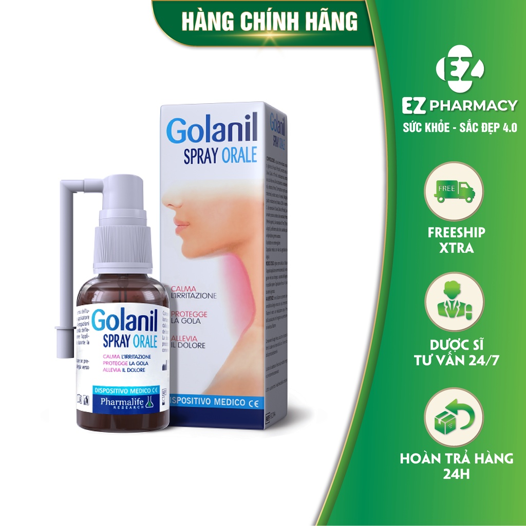 Xịt Họng Người Lớn Golanil Spray Orale - Giúp Giảm Ho,Đau Rát,Viêm Họng Cấp Mãn Tính