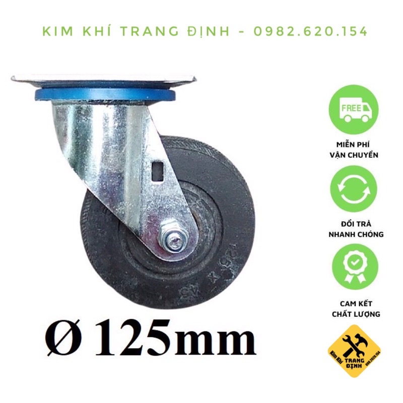 Bánh Xe Đúc Gang Cao Su Tải Cao Ø 125mm - 130mm