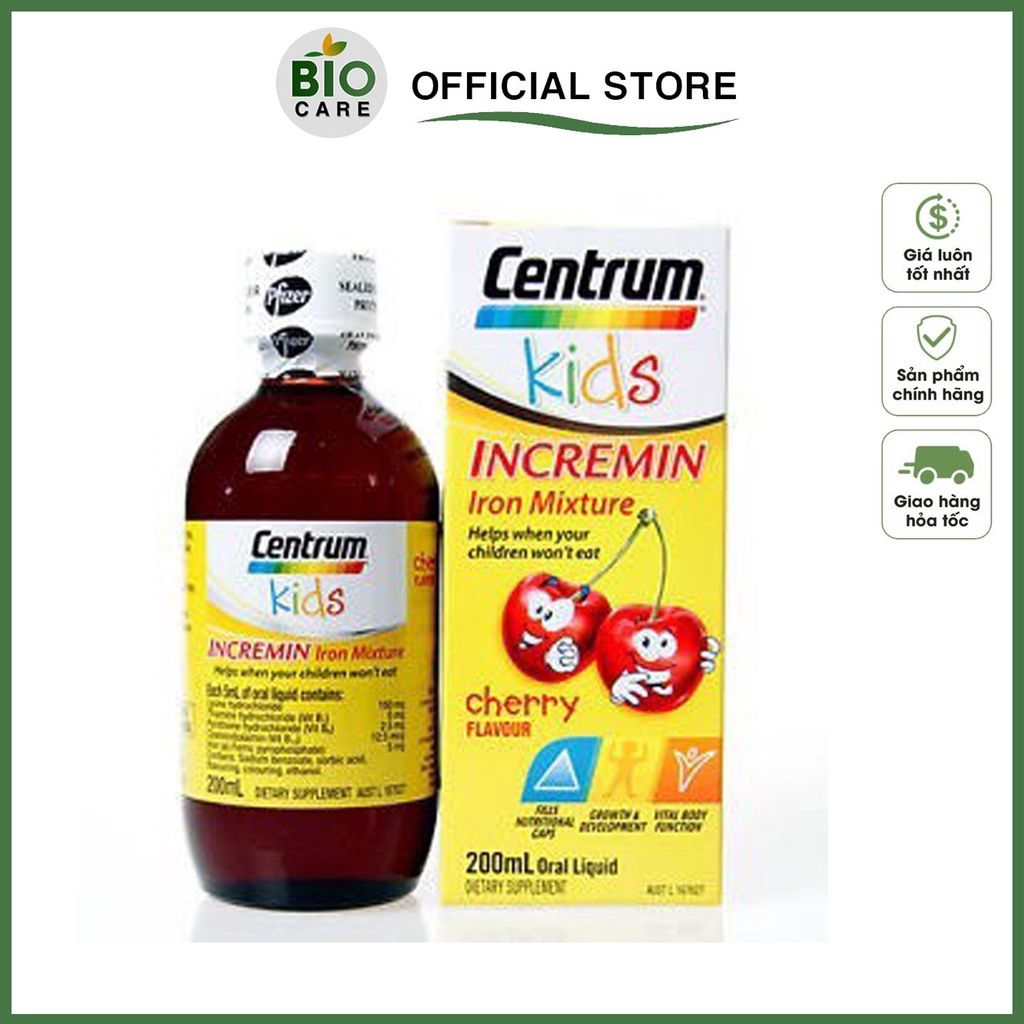 Siro Cho Trẻ Biếng Ăn Centrum Kids Incremin Iron Mixture (200ml)