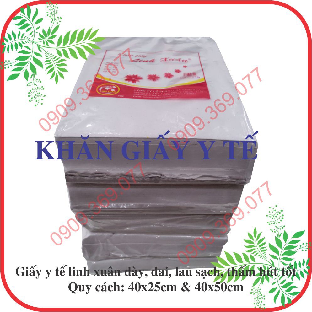Combo 200 tờ giấy bản y tế lau sạch, thấm hút tốt kích thước 25x40cm nhãn hiệu