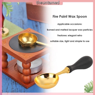 Muỗng nấu sáp nóng chảy đóng dấu bằng đồng thau có tay cầm bằng gỗ