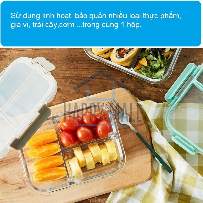 Hộp thủy tinh chia ngăn Lock&Lock Glass Food Container dung tích 600ml/860ml/1040ml