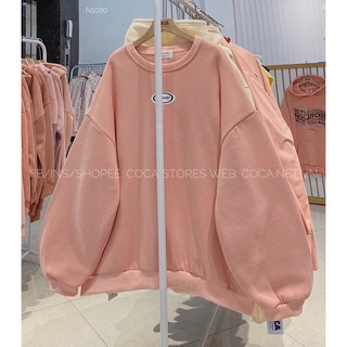 [N1070]🍑 Áo SWE nỉ cổ tròn form rộng in logo NCOVER (Có sẵn/ảnh thật)