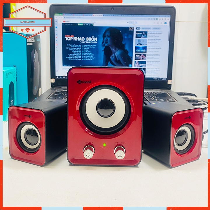 Loa Máy Tính KISONLI Để Bàn Có Dây LED RGB Dễ Thương Loa Vi Tính Nghe Nhạc Laptop Pc Mini Chính Hãng