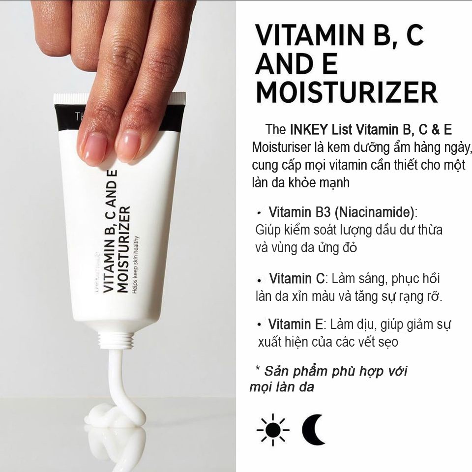 Kem Dưỡng Ẩm The INKEY LIST Vitamin B, C And E Moisturizer sáng da cho da dầu mụn