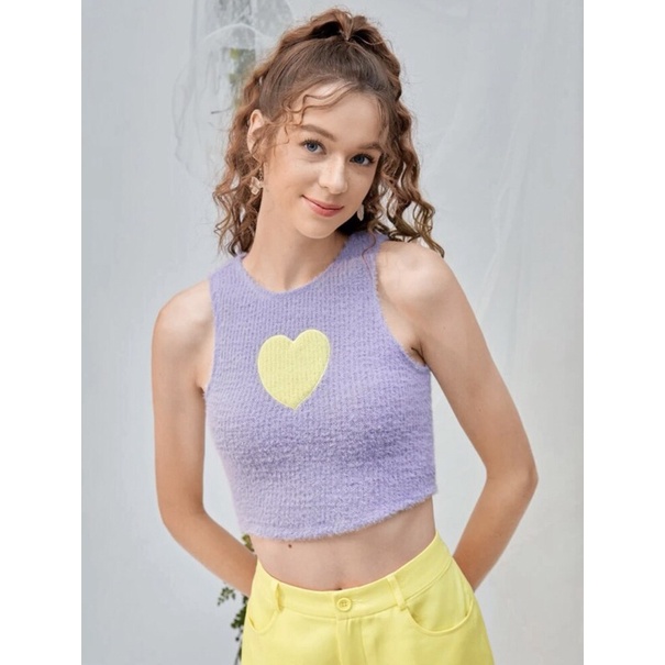 Áo Croptop Ba Lỗ Nữ, Sát Nách Cổ Tròn Form Ôm Hình Trái Tim