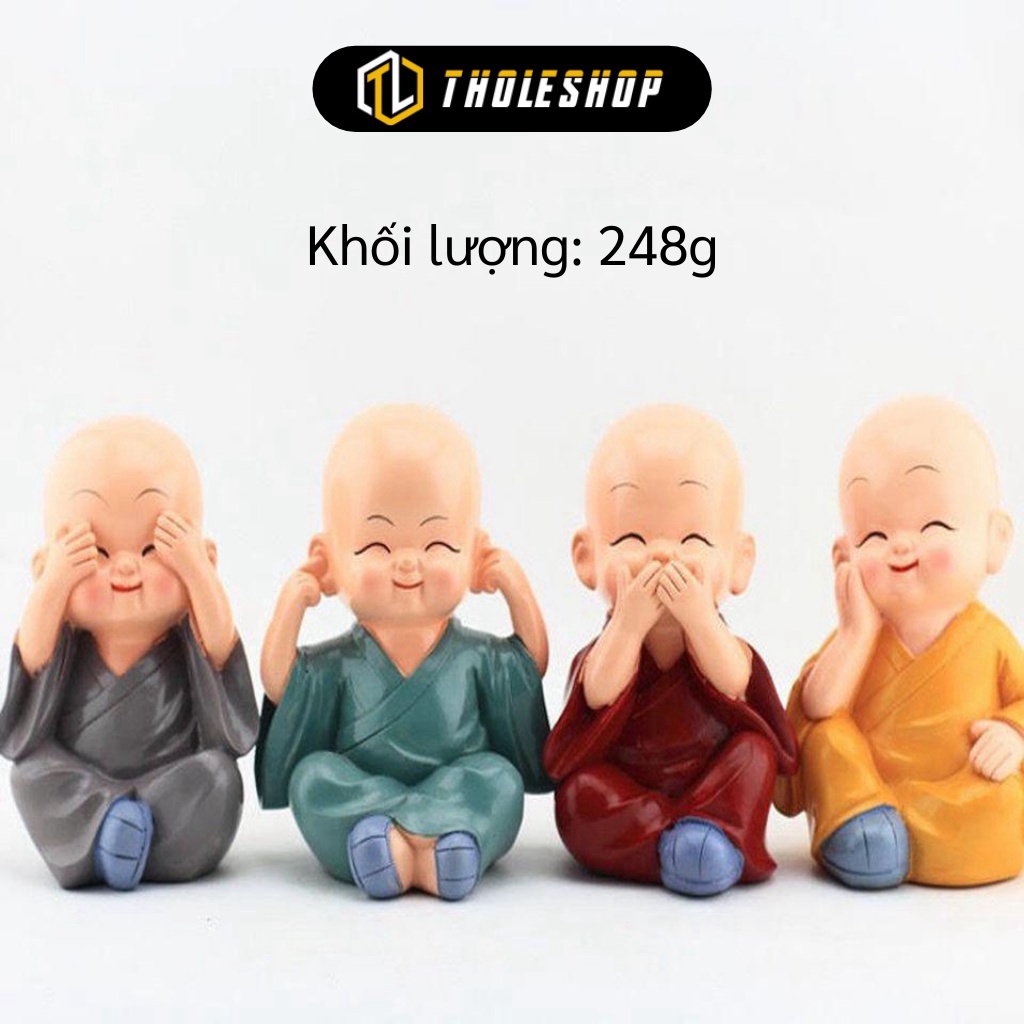 [SGD] Tượng Chú Tiểu - Combo 4 Tượng Hòa Thượng Trang Trí Xe Hơi, Bàn Làm Việc, Tứ Không 3437