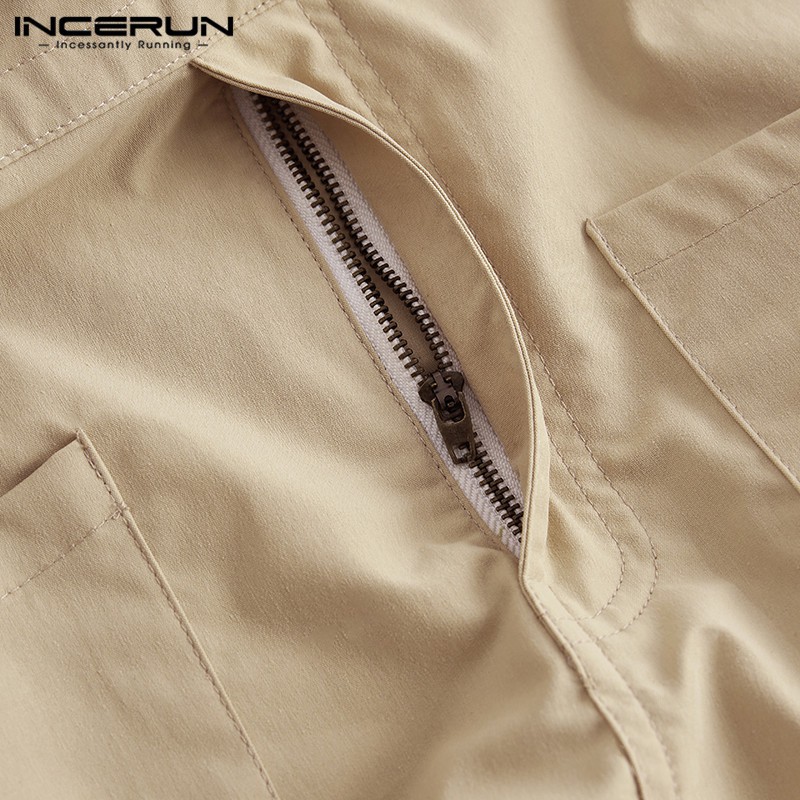 Quần yếm baggy INCERUN màu trơn phong cách thời trang vintage dành cho nam | BigBuy360 - bigbuy360.vn