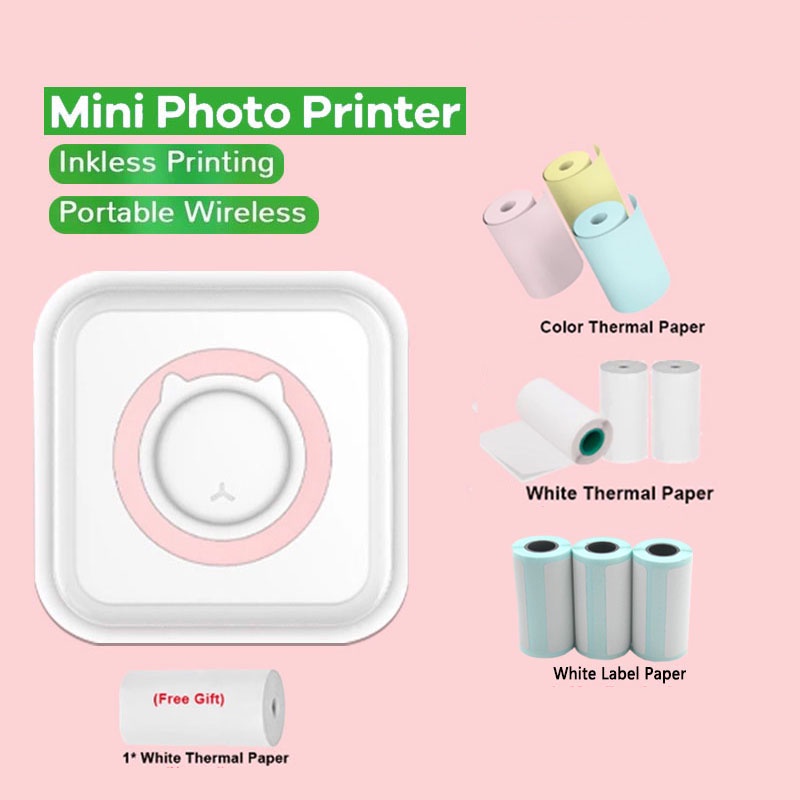 ✨Cổ Phiếu Sẵn Sàng✨ Máy In Nhiệt Mini Không Dây Kết Nối Bluetooth Cho Điện Thoại Android IOS