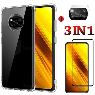 Bộ 1 Kính Cường Lực 3 Trong 1 Bảo Vệ Camera Điện Thoại Xiaomi Poco X3 Nfc (1 Pcs) + 1