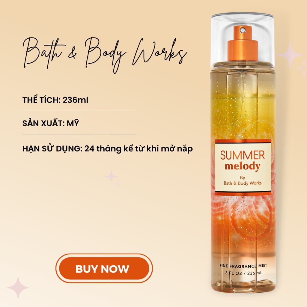 Xịt Thơm Bath Anh Body Works Summer Melody Thơm Ngát Chai 236ml