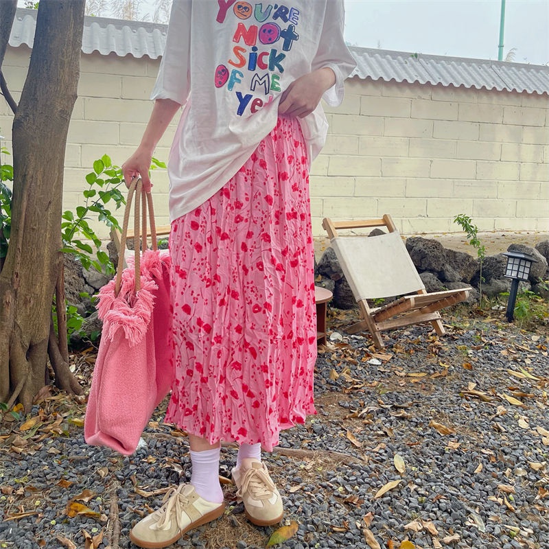 Chân Váy Chữ A Lưng Cao Dáng Chữ A Họa Tiết Hoa Thời Trang Mùa Hè Mới