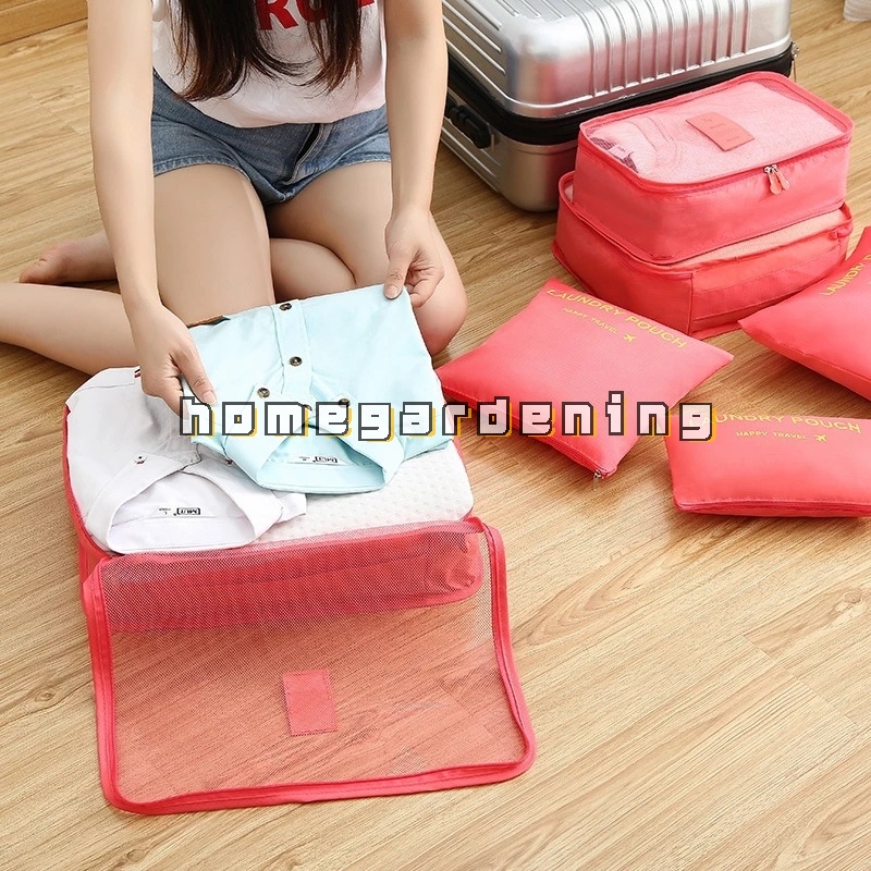 Set 6 Túi Vải Oxford Chống Thấm Nước Đựng Đồ Lót Tiện Dụng Khi Đi Du Lịch