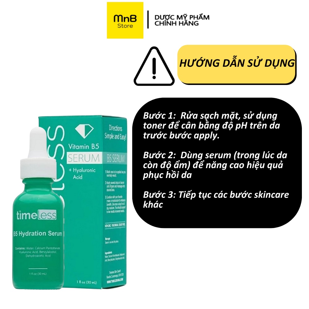 Tinh chất Dưỡng Ẩm Phục Hồi Làm Dịu Da Timeless Vitamin B5 Hydration Hyaluronic Acid Serum 30ml