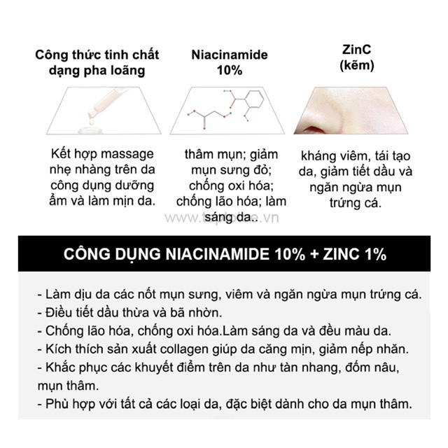 (bill hãng) Tinh chất Niacinamide 10% + Zin C 1%