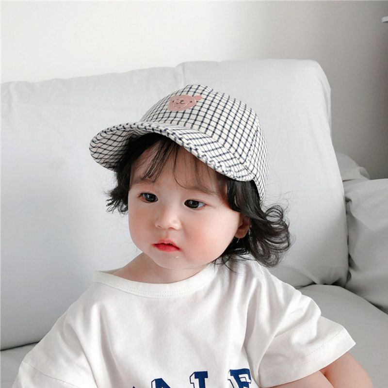 Mũ Lưỡi Trai Vải Cotton Viền Mềm Họa Tiết Gấu Graffiti Kiểu Hip-Hop Dễ Thương Cho Bé