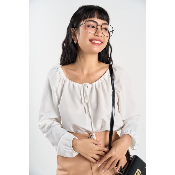 Áo Maybi suông chéo dày tay kiểu raglan cổ nhún