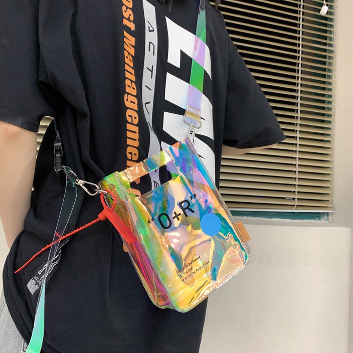 Túi Đựng Điện Thoại Bằng PVC Trong Suốt Màu laser Có Dây Đeo Vai Cho ko016