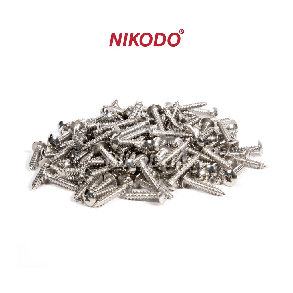 Combo 50 vít tự khoan đầu dù inox 304, 2 phân, đuôi nhọn ren thô, vật tư dụng cụ thi công