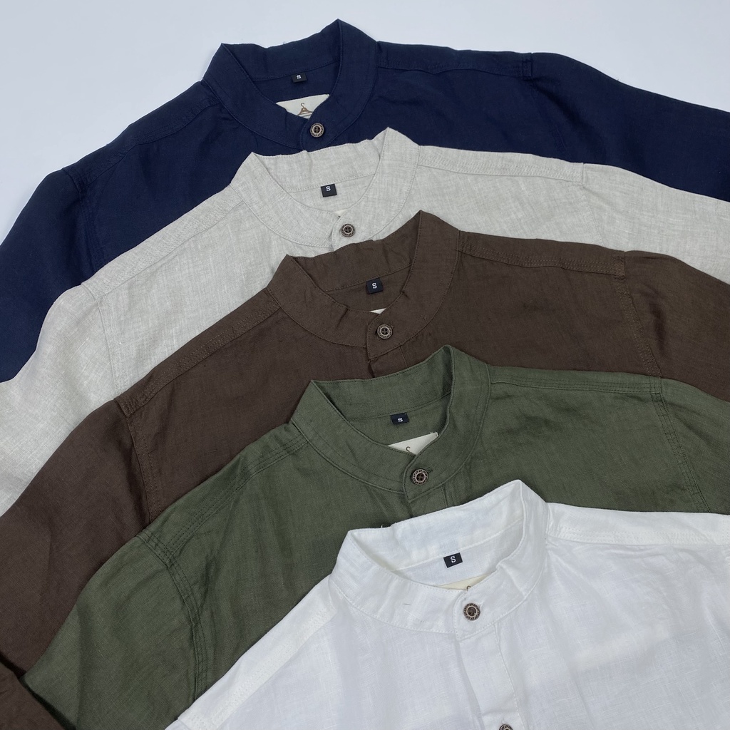 ÁO SƠMI LINEN TAY DÀI CỔ TÀU PHONG CÁCH CỔ ĐIỂN