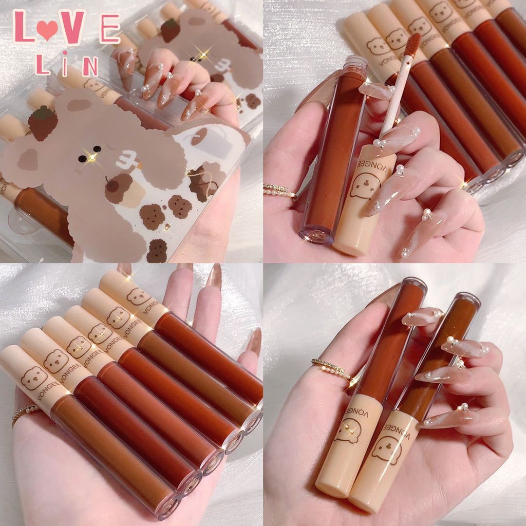 Bộ 4 Son Môi Von Gee Dâu Tây Màu Nhung Lì Không Dính Cốc Cho Người Mới Bắt Đầu