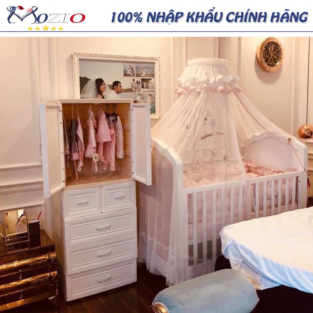 Tủ quần áo  FREESHIP  Tủ nhựa 5 tầng màu trắng, kem đựng quần áo cho bé Mozio store