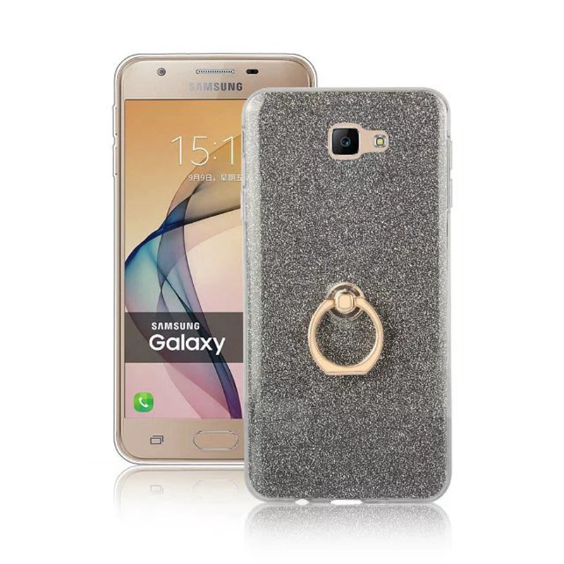 Ốp điện thoại TPU mặt kim tuyến 5 màu tùy chọn có vòng đỡ dành cho Samsung Galaxy J7 Prime