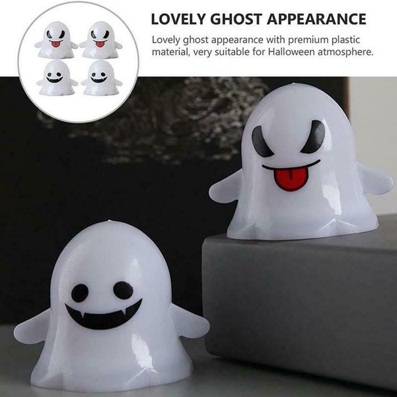 (Meteorite) Đèn Trang Trí Halloween Mini Hình Ma Lưỡi Ra Mặt Cười Nhiều Màu Sắc Dễ Thương