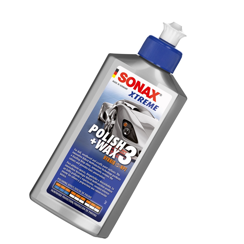 Kem đánh bóng, xóa xước và bảo vệ sơn xe ô tô 3in1 Sonax 202100 250ml - phục hồi sơn cũ, xóa vết xước nhỏ và bảo vệ sơn