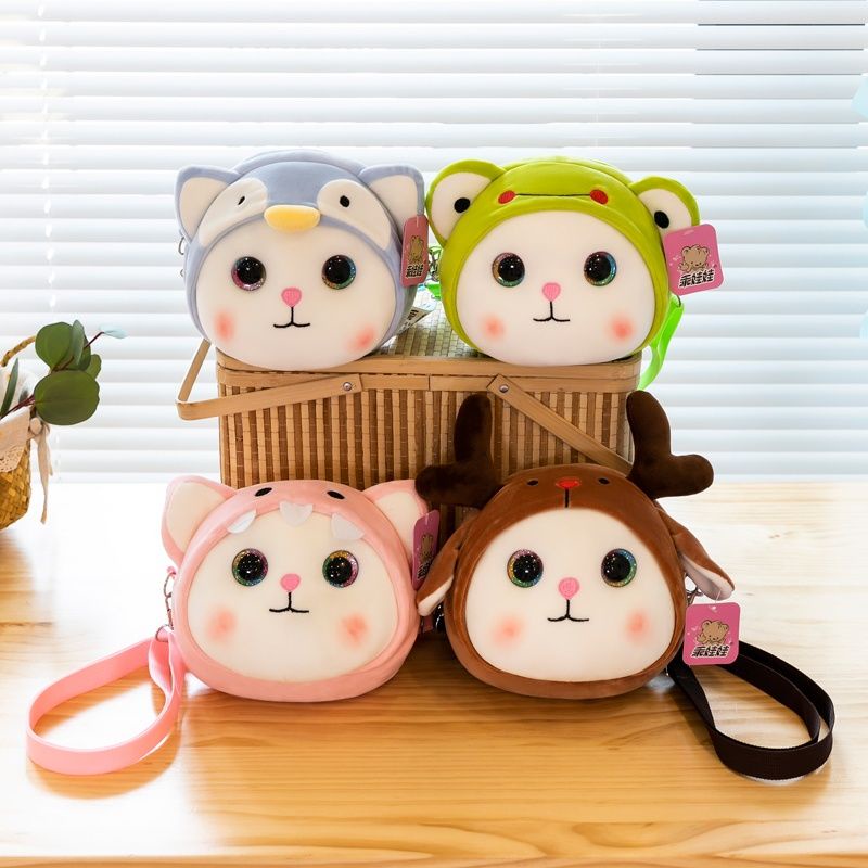 Túi Đeo Chéo Hình Khủng Long Nhồi Bông Mini Dễ Thương Cho Bé Gái