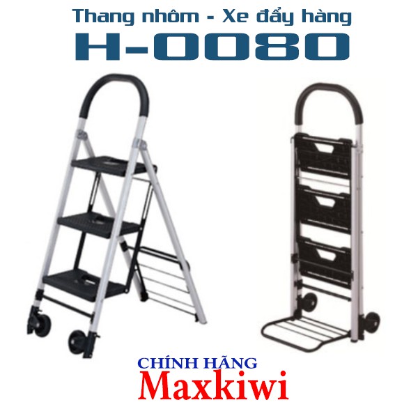 Thang nhôm đa năng có bánh xe đẩy hàng Maxkiwi H0080