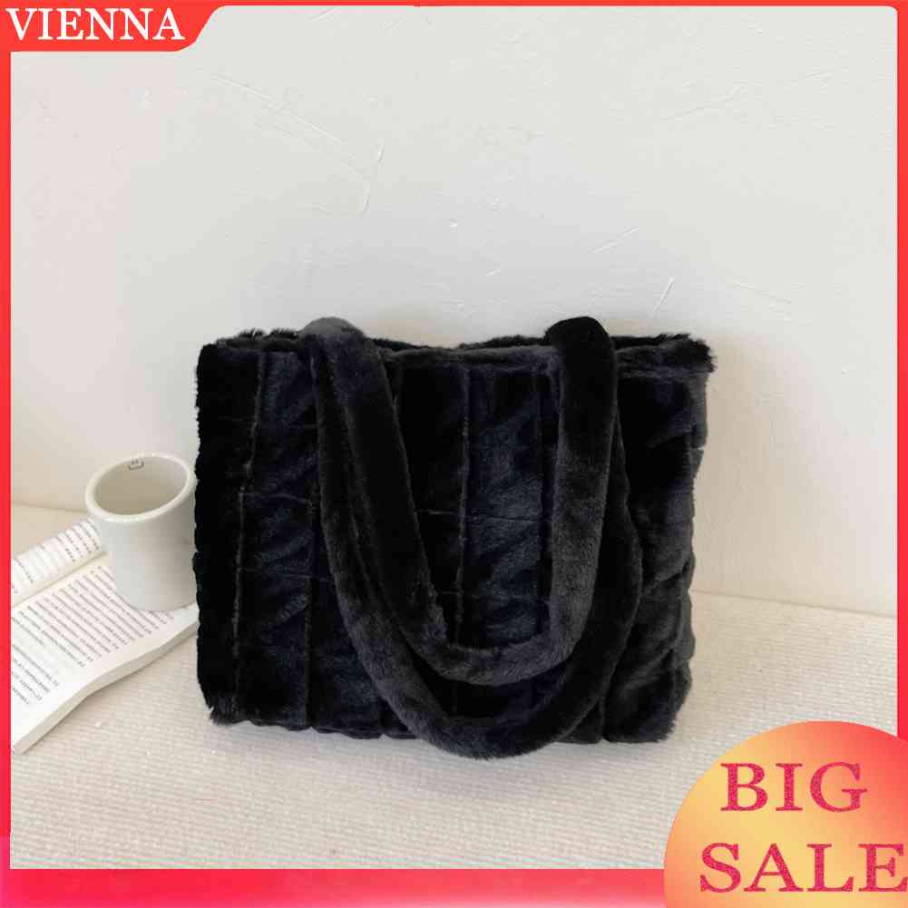 Túi Tote Lông Xù Mềm Mại Có Tay Cầm Thời Trang Thu Đông Cho Nữ