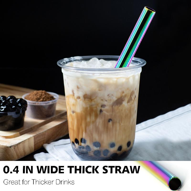 Bộ ống hút thẳng và cong ANAEAT bằng thép không gỉ 304 tái sử dụng được kèm bàn chải làm sạch cho tiệc tùng/quầy bar